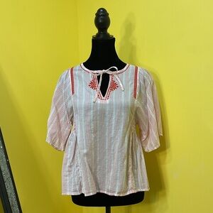 Banana Republic Striped Peasant Blouse Size Extra Small